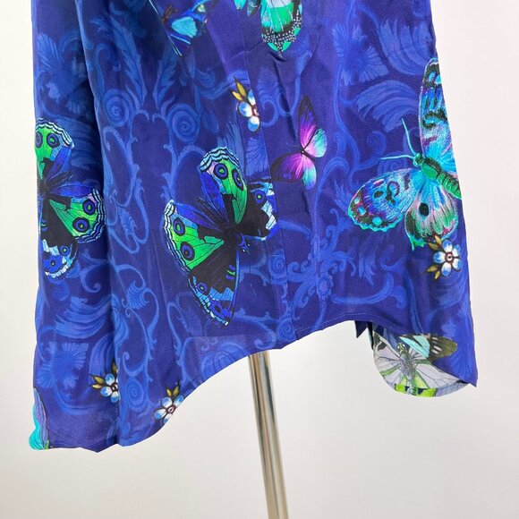 $310 NWOT Johnny Was Marina Butterfly Button Down Long Sleeves Silk Blouse Sz S - Picture 5 of 13